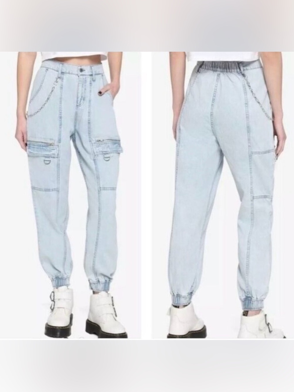 Hot Topic Side Chain Jogger Jeans Size 5 Acid Wash‎ Streetwear Grunge Retro